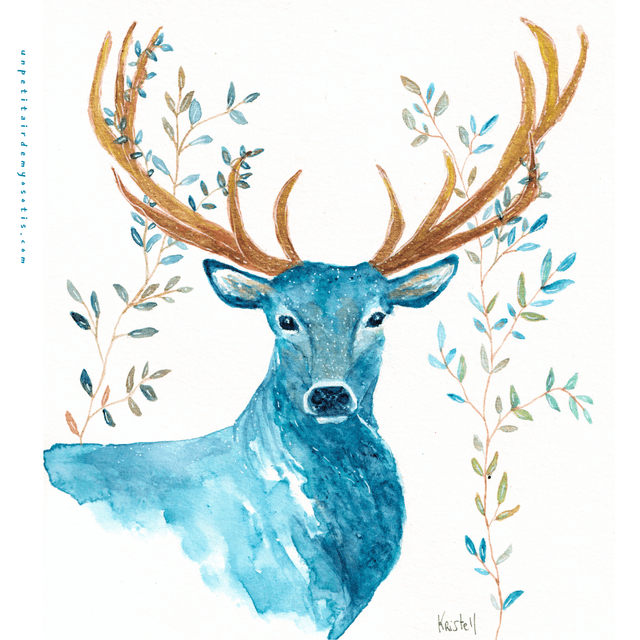 Carte postale Cerf bleu