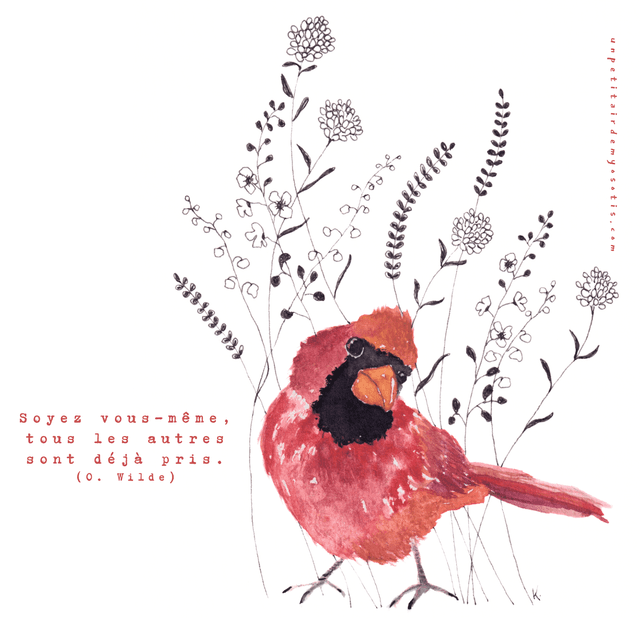 Carte postale &quot;soyez vous-même&quot; - Cardinal rouge